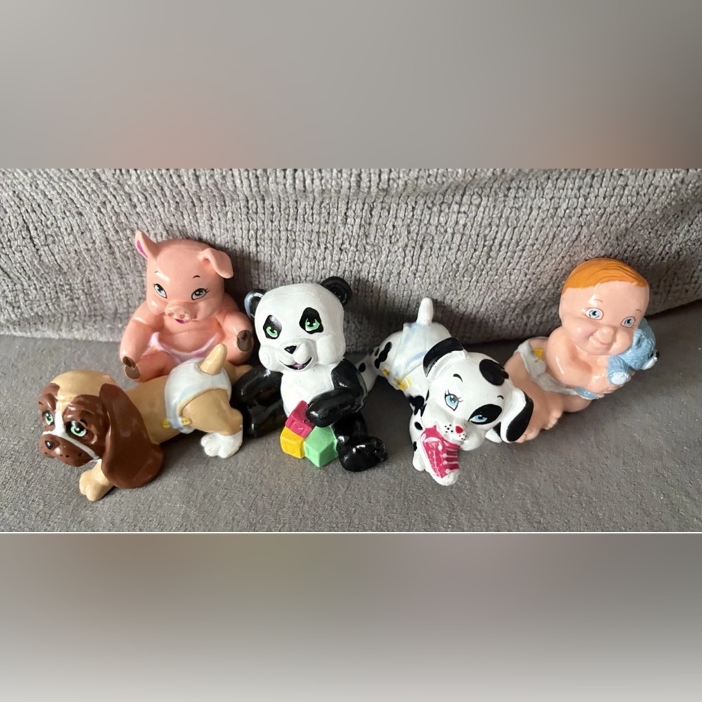 Vintage 1991 Lot Baby Face Doll Magic Diaper Babies Galoob Pets Excellent Cond